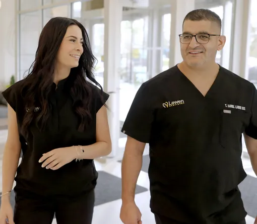 Dr Danny Lawen discussing xRays with patient