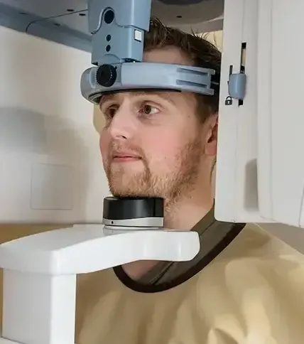 Close-up of patient receiving dental x-ray at the Spring Garden Clinic