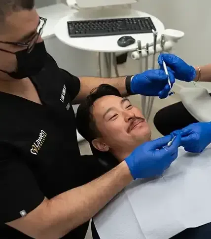 Patient undergoing dental procedure